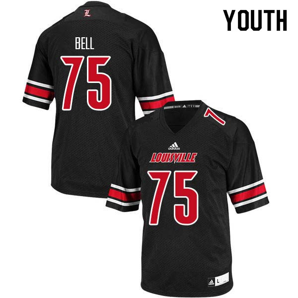Youth Louisville Cardinals #75 Robbie Bell College Football Jerseys Sale-Black